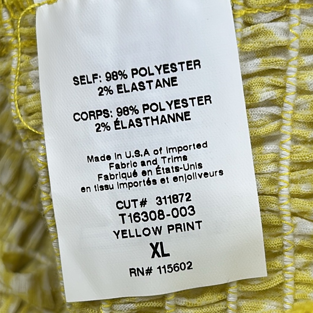 LUSH Yellow Print Puff Sleeve Smocked Crop Top size XL - Picture 5 of 7